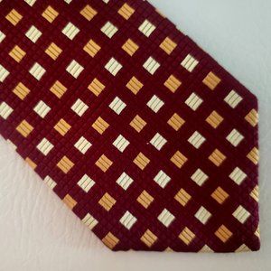 Burberry neck tie dark red woven check silk Italy